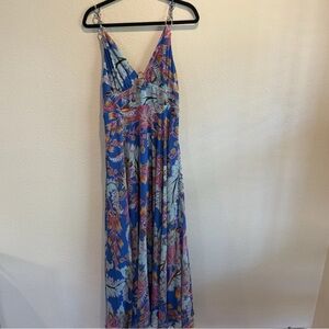 Marciano By Guess Flowing Maxi Dress Tropical Floral Resort Chain | Medium M